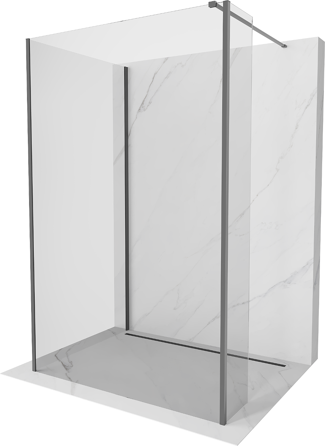 Mexen Kioto sprchová stěna Walk-in 125 x 70 x 40 cm, transparentní, gun metal - 800-125-070-221-95-00-040