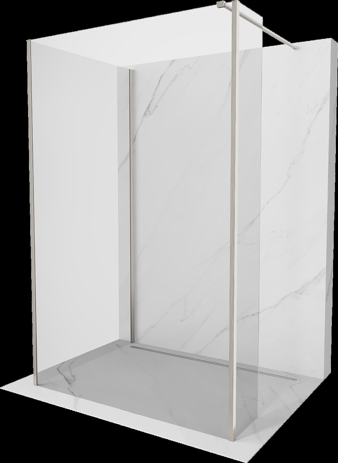 Mexen Kioto sprchová stěna Walk-in 135 x 70 x 30 cm, transparentní, kartáčovaný nikl - 800-135-070-221-97-00-030