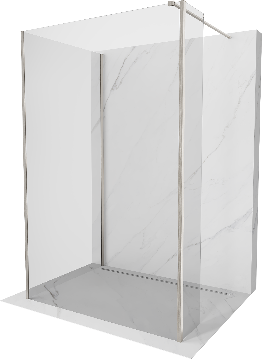 Mexen Kioto sprchová stěna Walk-in 120 x 80 x 30 cm, transparentní, kartáčovaný nikl - 800-120-080-221-97-00-030