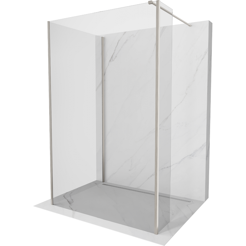 Mexen Kioto sprchová stěna Walk-in 130 x 80 x 30 cm, transparentní, kartáčovaný nikl - 800-130-080-221-97-00-030