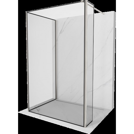 Mexen Kioto sprchová stěna Walk-in 90 x 70 x 30 cm, černý vzor, kartáčová nerez - 800-090-070-221-97-70-030