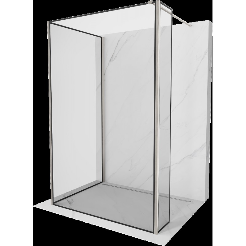 Mexen Kioto sprchová stěna Walk-in 120 x 110 x 40 cm, černý vzor, broušený nikl - 800-120-110-221-97-70-040