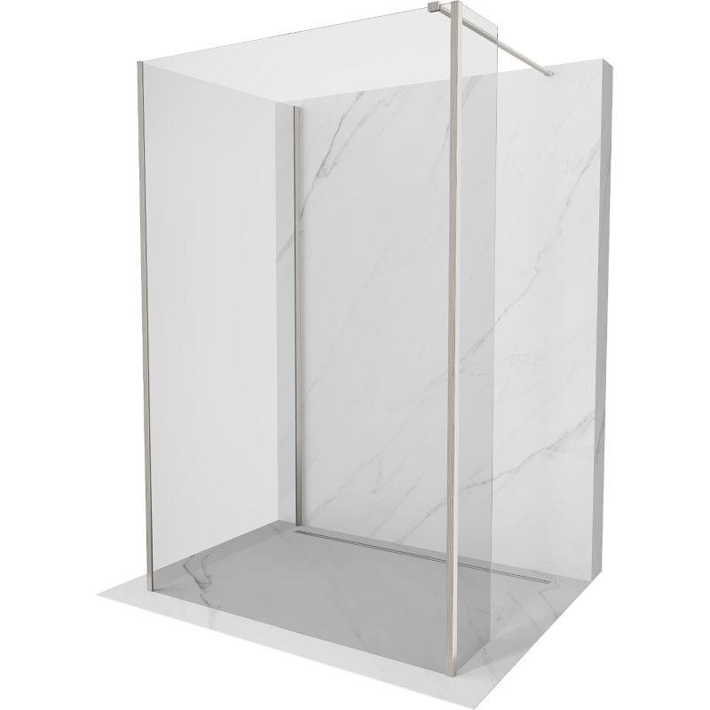 Mexen Kioto sprchová zástěna Walk-in 120 x 110 x 40 cm, transparentní, kartáčovaný nikl - 800-120-110-221-97-00-040