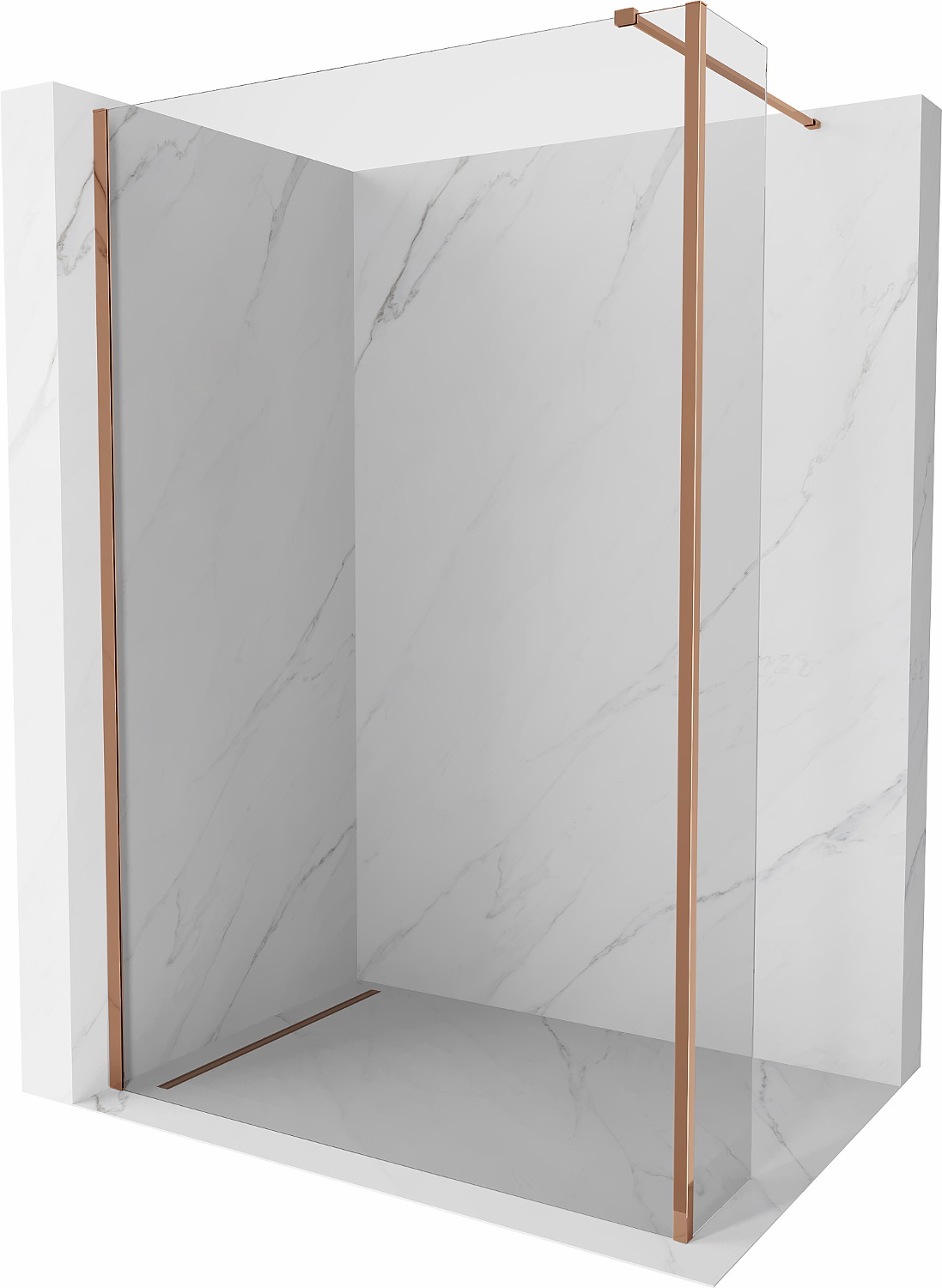 Mexen Kioto sprchová stěna Walk-in 90 x 30 cm, transparentní, růžové zlato - 800-090-212-60-00-030