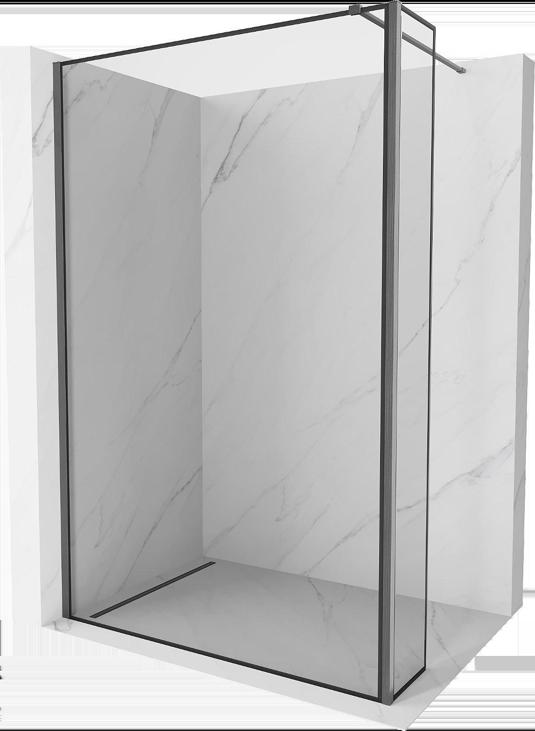 Mexen Kioto sprchová stěna Walk-in 130 x 40 cm, černý vzor, kartáčovaný gun gray - 800-130-212-66-70-040