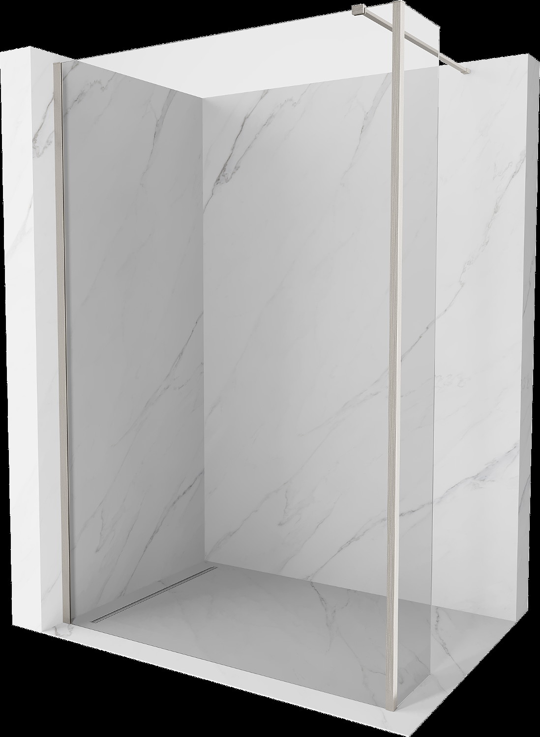 Mexen Kioto sprchová stěna Walk-in 105 x 30 cm, transparentní, kartáčovaný nikl - 800-105-212-97-00-030