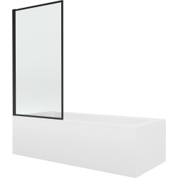 Mexen Vega obdélníková vana 150 x 70 cm s pláštěm 1-křídlovou zástěnou 80 cm, Černý vzor - 550115070X9308017070