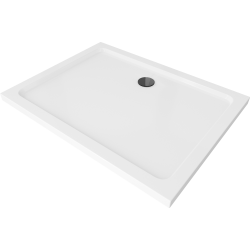 Mexen Flat obdélníková vanička do sprchového koutu slim 110 x 100 cm, Bílá, sifon Černá - 40101011B