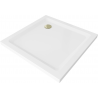 Mexen Flat čtvercová vanička do sprchového kout slim 70 x 70 cm, Bílá, sifon Zlatá - 40107070G