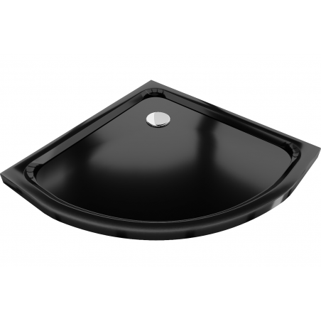 Mexen Flat polokulatá vanička do sprchového koutu slim 70 x 70 cm, Černá, sifon Chromovaná - 41707070