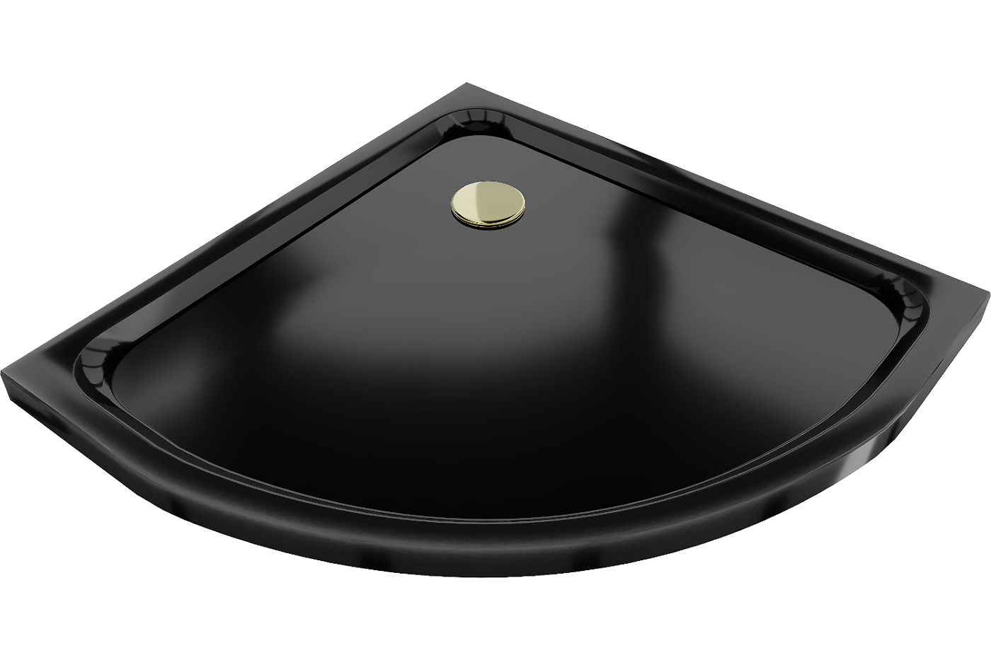 Mexen Flat polokulatá vanička do sprchového koutu slim 70 x 70 cm, Černá, sifon Zlatá - 41707070G