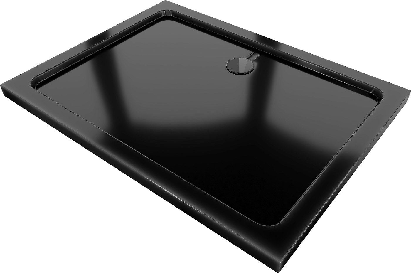 Mexen Flat obdélníková vanička do sprchového koutu slim 100 x 70 cm, Černá, sifon Černá - 40707010B
