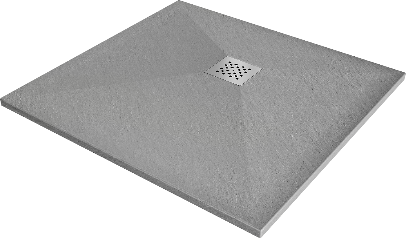 Mexen Stone+ kompozitní čtvercová sprchová vana 90 x 90 cm, Šedá-Beton - 44619090