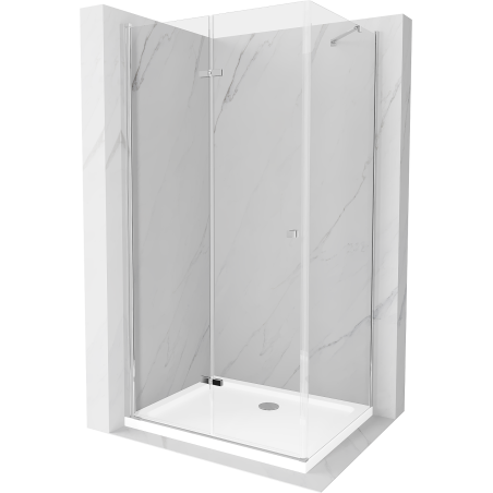 Mexen Lima skládací sprchový kout 70 x 100 cm, Průhledné, Chromovaná + sprchová vanička Flat - 856-070-100-01-00-4010