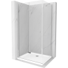 Mexen Lima skládací sprchový kout 70 x 100 cm, Průhledné, Chromovaná + sprchová vanička Flat - 856-070-100-01-00-4010