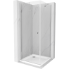 Mexen Lima skládací sprchový kout 80 x 100 cm, Průhledné, Chromovaná + sprchová vanička Flat - 856-080-100-01-00-4010