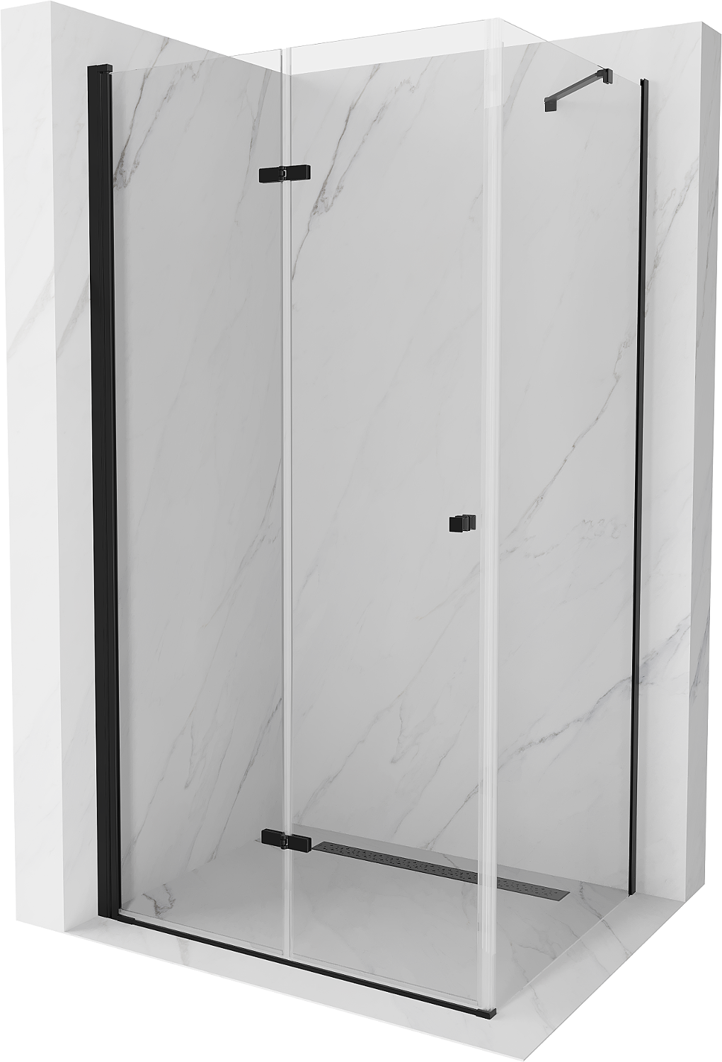 Mexen Lima skládací sprchový kout 90 x 70 cm, Průhledné, Černá - 856-090-070-70-00