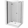 Mexen Lima skládací sprchový kout 100 x 90 cm, Průhledné, Černá + sprchová vanička Flat, Bílá - 856-100-090-70-00-4010B
