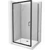 Mexen Apia rozsouvací sprchový kout 130 x 100 cm, Průhledné, Černá + sprchová vanička Flat, Bílá- 840-130-100-70-00-4010B