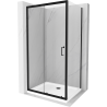 Mexen Apia rozsouvací sprchový kout 130 x 70 cm, Průhledné, Černá + sprchová vanička Flat, Bílá- 840-130-070-70-00-4010B