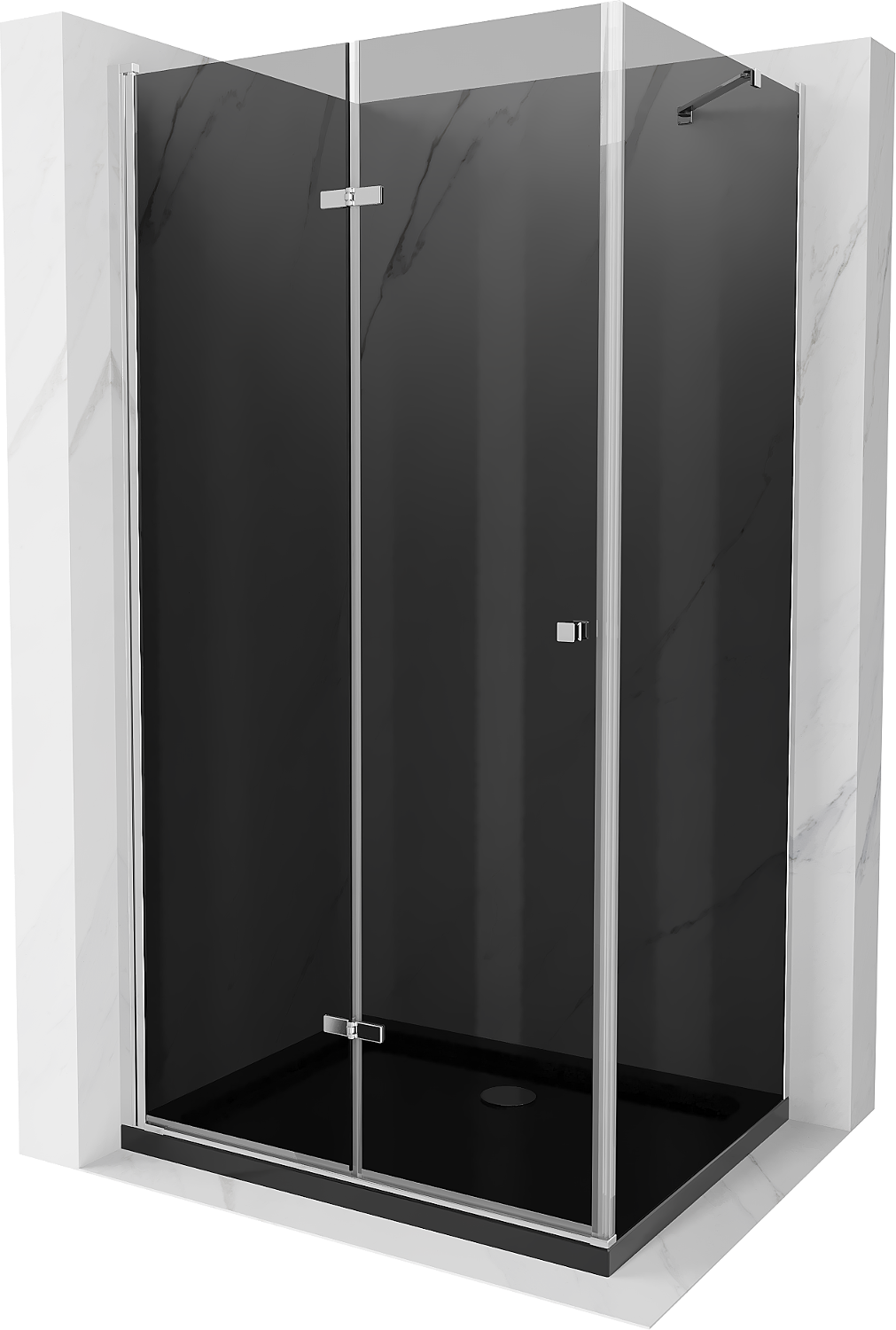 Mexen Lima skládací sprchový kout 100 x 80 cm, Grafitově černá, Chromovaná + sprchová vanička Flat, Černá - 856-100-080-01-40-40