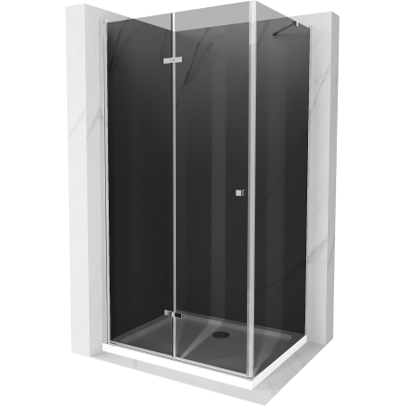Mexen Lima skládací sprchový kout 70 x 80 cm, Grafitově černá, Chromovaná + sprchová vanička Flat, Bílá - 856-070-080-01-40-4010