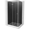 Mexen Lima skládací sprchový kout 90 x 100 cm, Grafitově černá, Chromovaná + sprchová vanička Flat, Bílá - 856-090-100-01-40-401