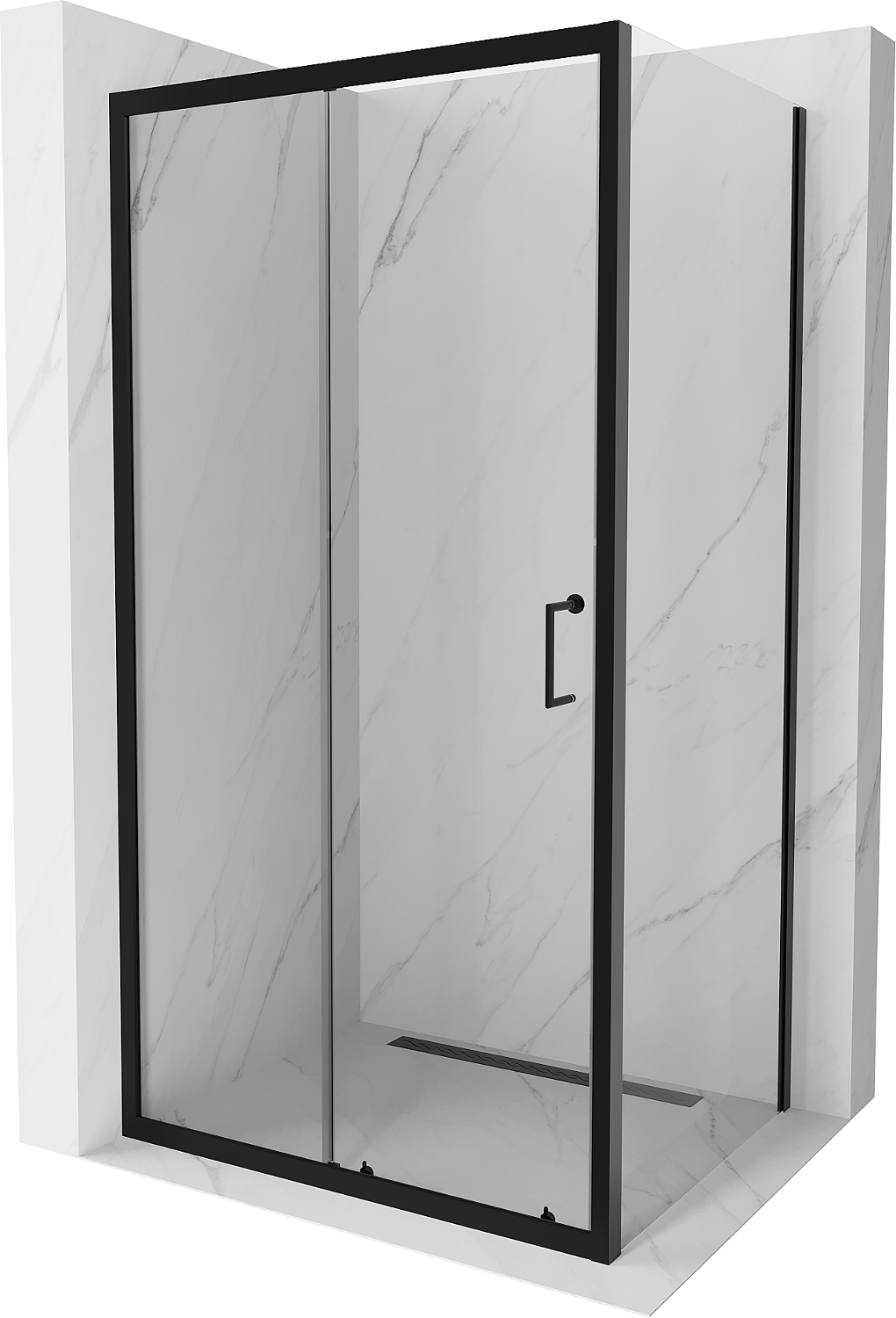 Mexen Apia rozsouvací sprchový kout 110 x 70 cm, Průhledné, Černá - 840-110-070-70-00