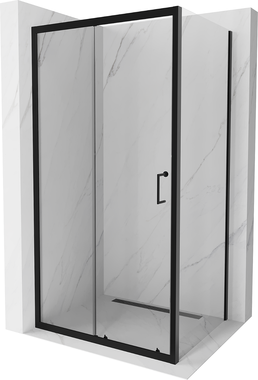 Mexen Apia rozsouvací sprchový kout 105 x 70 cm, Průhledné, Černá - 840-105-070-70-00