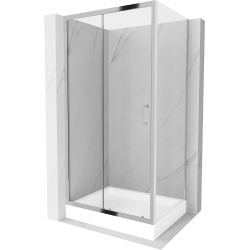 Mexen Apia rozsouvací sprchový kout 120 x 90 cm, Průhledné, Chromovaná + sprchová vanička Rio - 840-120-090-01-00-4510