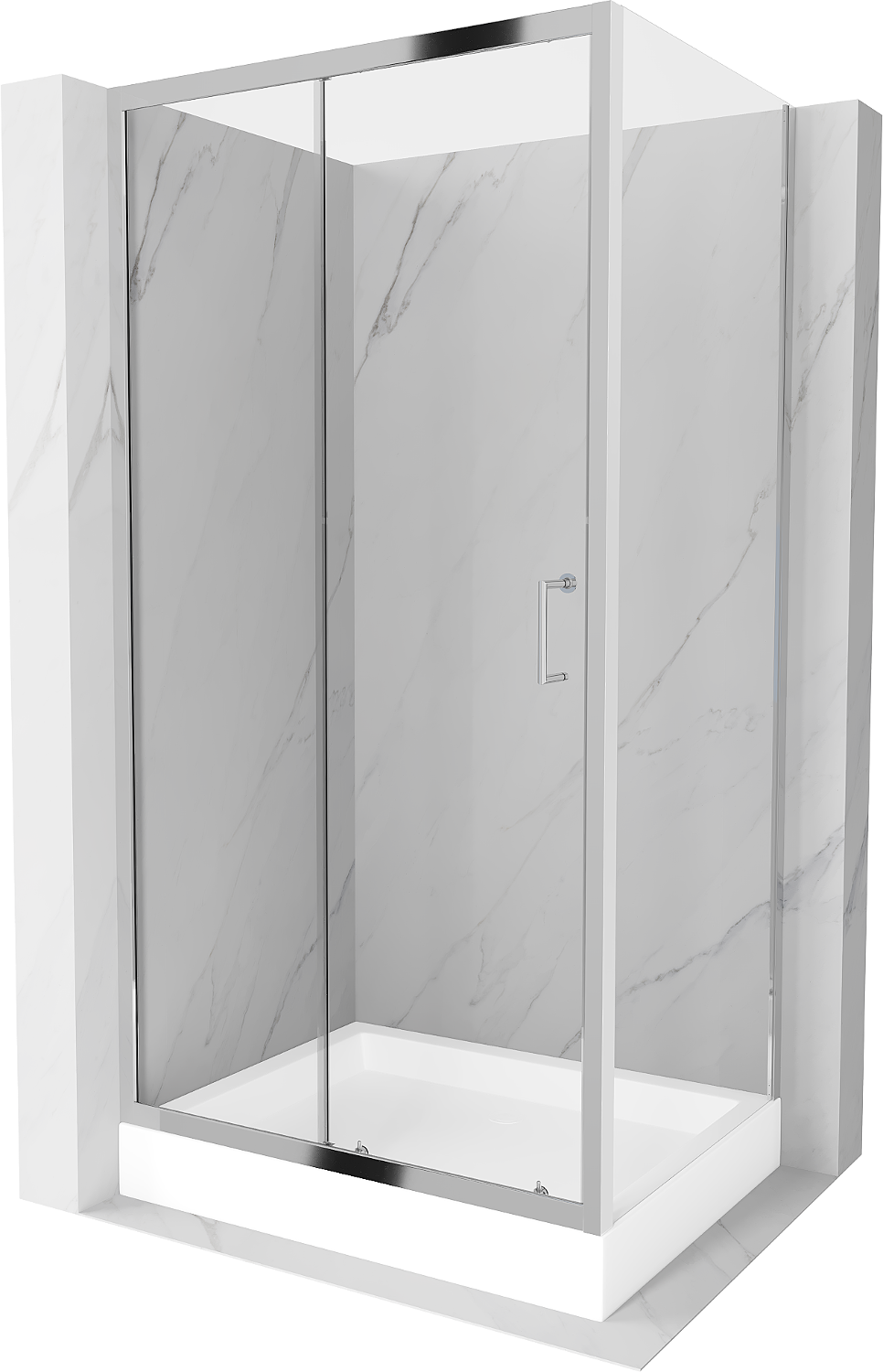 Mexen Apia rozsouvací sprchový kout 120 x 80 cm, Průhledné, Chromovaná + sprchová vanička Rio - 840-120-080-01-00-4510