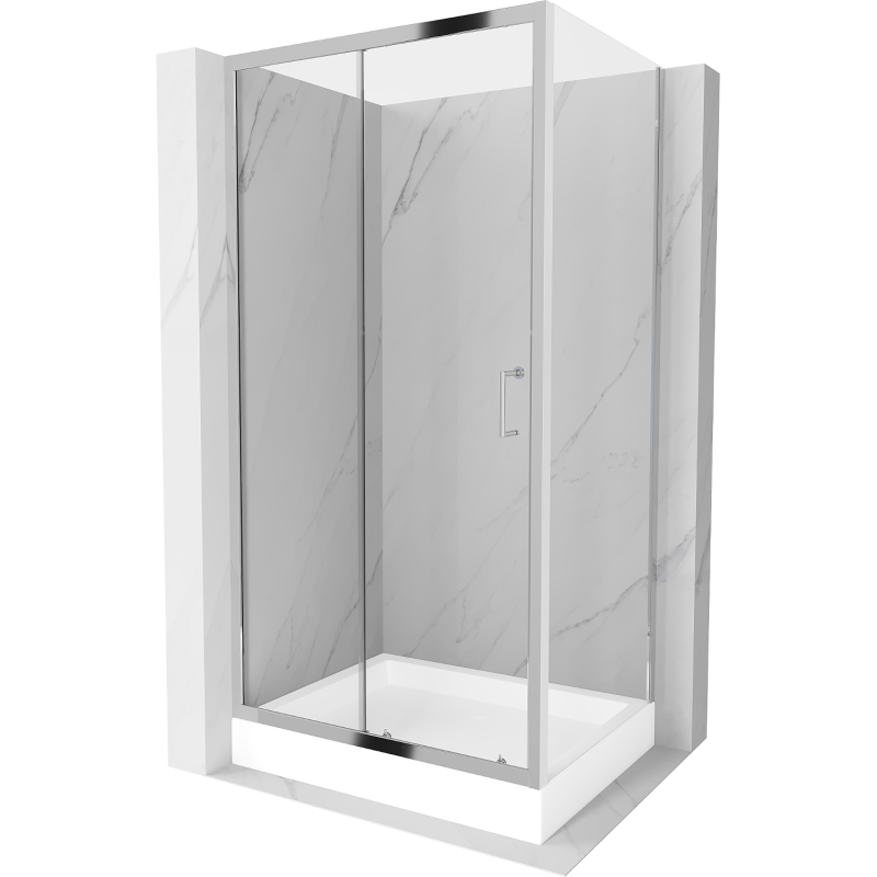 Mexen Apia rozsouvací sprchový kout 100 x 80 cm, Průhledné, Chromovaná + sprchová vanička Rio - 840-100-080-01-00-4510