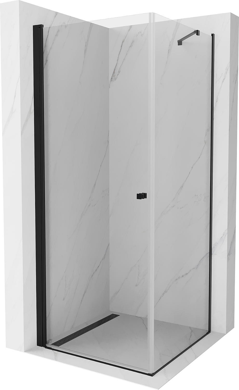 Mexen Pretoria sprchový kout s otočnými dveřmi 80 x 80 cm, Průhledné, Černá - 852-080-080-70-00