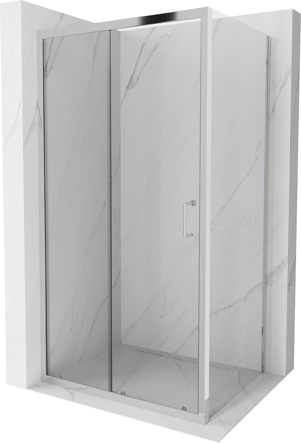 Mexen Apia rozsouvací sprchový kout 125 x 80 cm, Průhledné, Chromovaná - 840-125-080-01-00