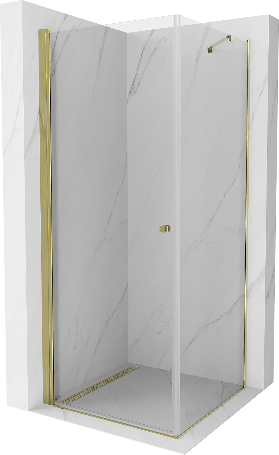 Mexen Pretoria sprchový kout s otočnými dveřmi 80 x 80 cm, Průhledné, Zlatá - 852-080-080-50-00