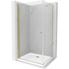Mexen Pretoria sprchový kout s otočnými dveřmi 70 x 90 cm, Průhledné, Zlatá + sprchová vanička Flat - 852-070-090-50-00-4010