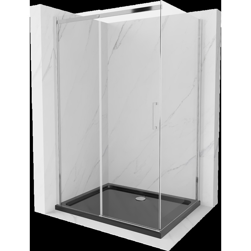 Mexen Omega rozsouvací sprchový kout 120 x 80 cm, Průhledné, Chromovaná + sprchová vanička Flat, Černá - 825-120-080-01-00-4070