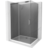 Mexen Omega rozsouvací sprchový kout 130 x 90 cm, Grafitově černá, Chromovaná + sprchová vanička Flat, bialy - 825-130-090-01-40
