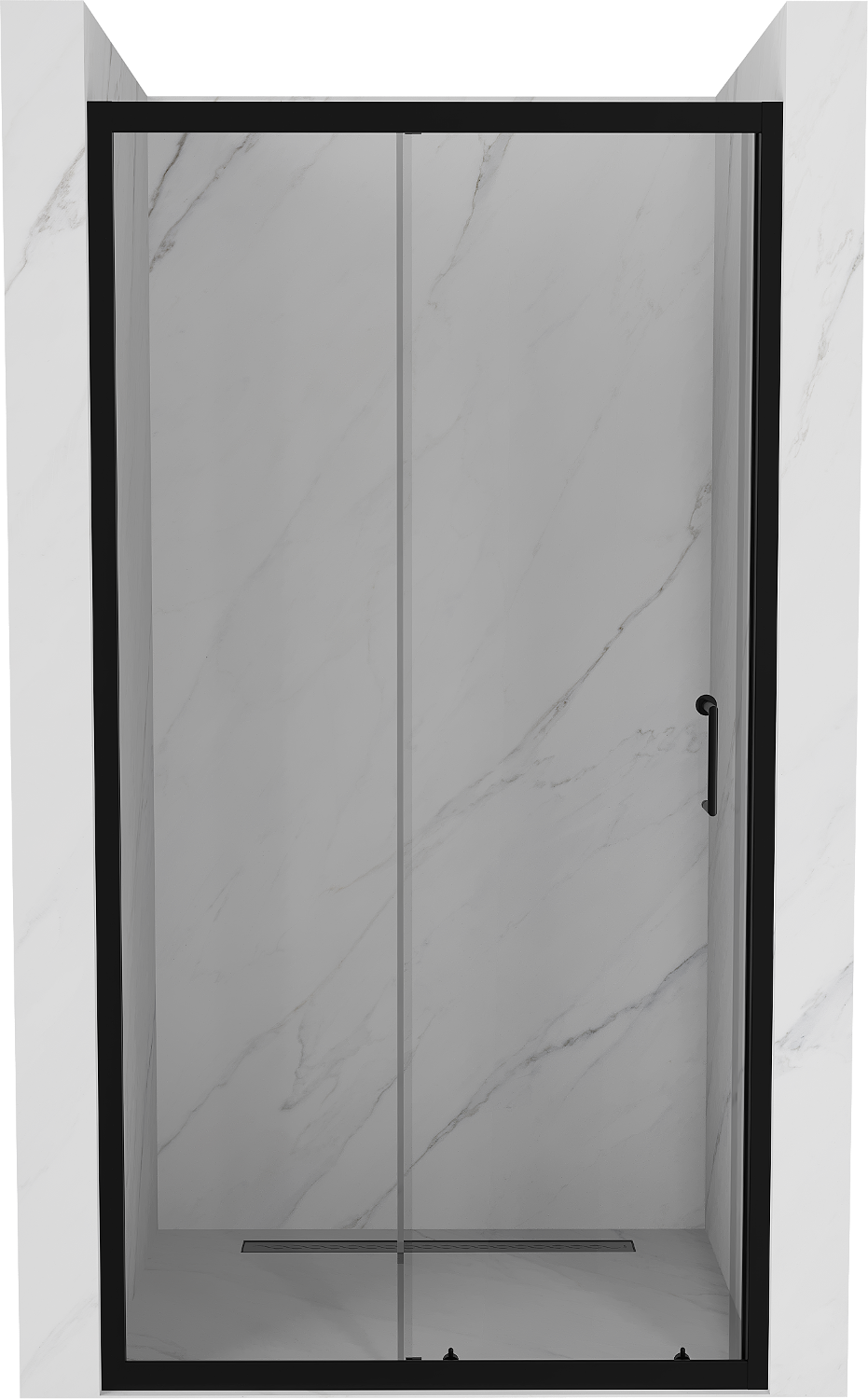 Mexen Apia rozsouvací sprchové dveře 130 cm, Průhledné, Černá - 845-130-000-70-00