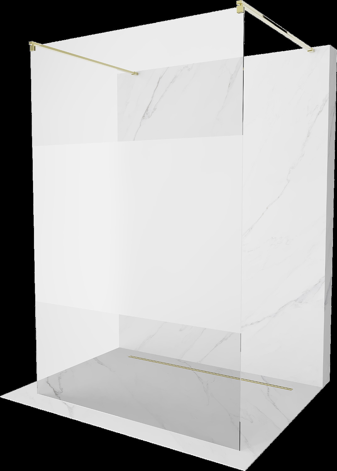 Mexen Kioto volně stojící sprchová zástěna 110 x 200 cm, Průhledné/Vzor jinovatky 8 mm, Zlatá - 800-110-002-50-35
