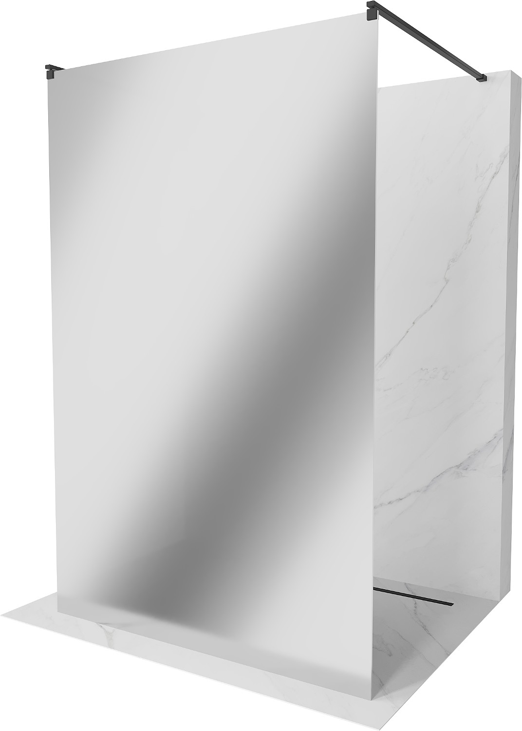 Mexen Kioto volně stojící sprchová zástěna 110 x 200 cm, Zrcadlo, Černá - 800-110-002-70-50
