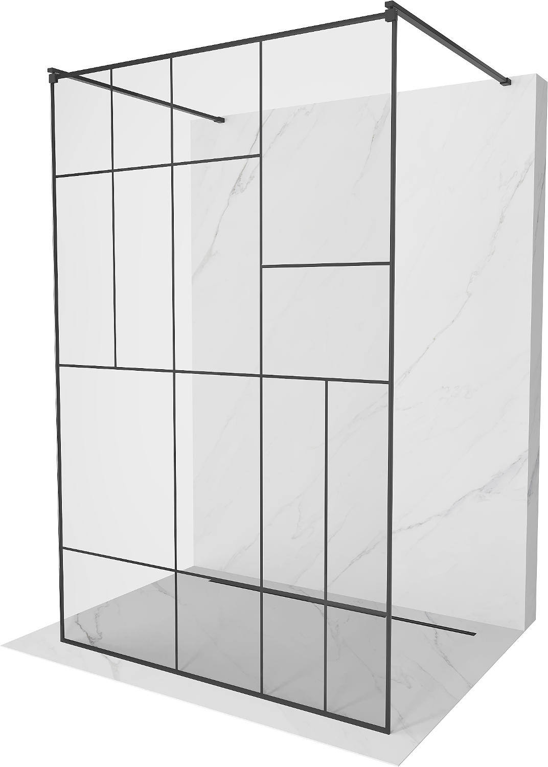Mexen Kioto volně stojící sprchová zástěna 130 x 200 cm, Průhledné/Černý vzor 8 mm, Černá - 800-130-002-70-78