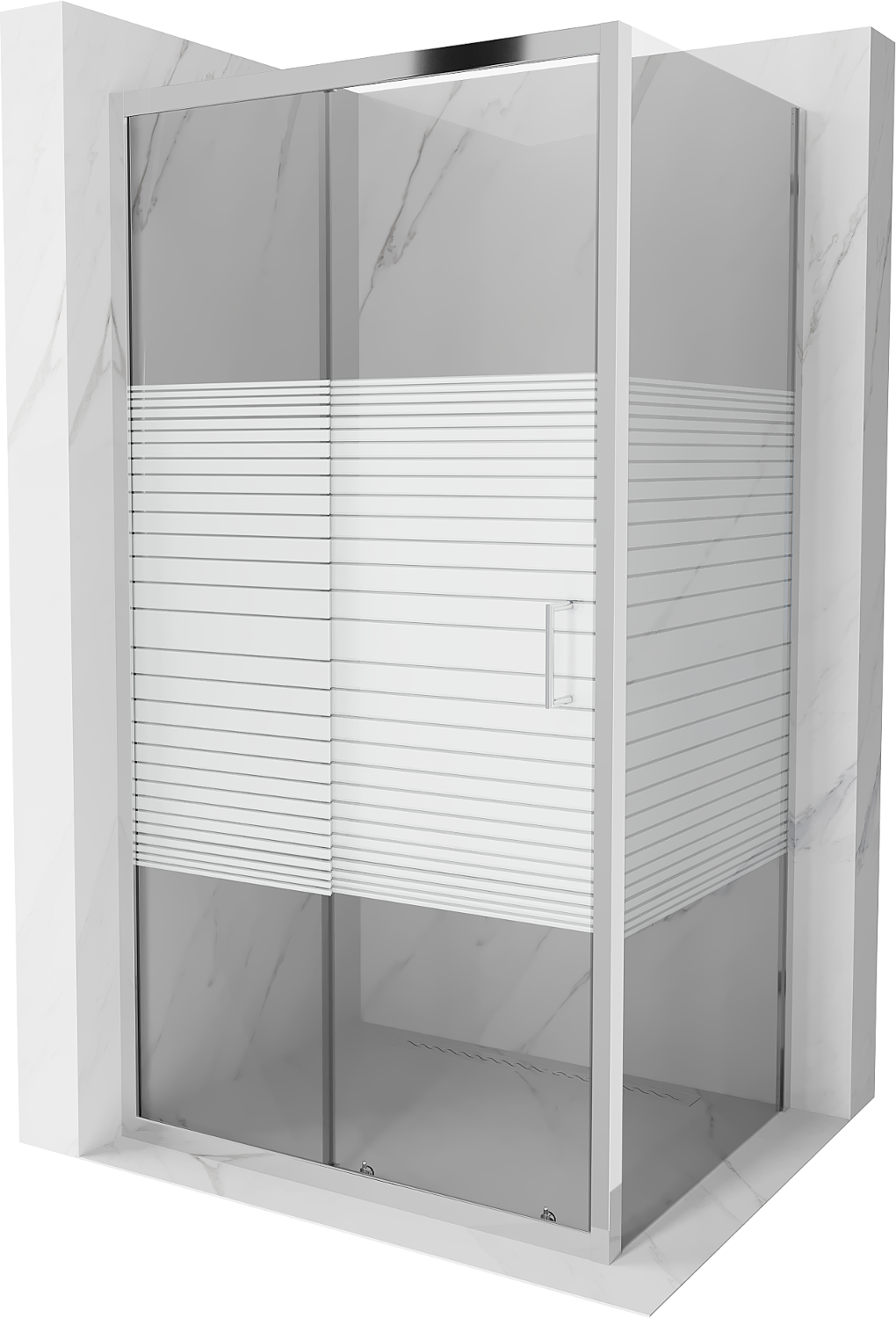 Mexen Apia rozsouvací sprchový kout 90 x 70 cm, Pruhy, Chromovaná - 840-090-070-01-20