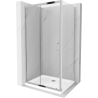 Mexen Apia rozsouvací sprchový kout 90 x 80 cm, Průhledné, Chromovaná + sprchová vanička Flat - 840-090-080-01-00-4010