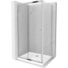 Mexen Apia rozsouvací sprchový kout 110 x 100 cm, Průhledné, Chromovaná + sprchová vanička Flat - 840-110-100-01-00-4010