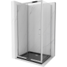 Mexen Apia rozsouvací sprchový kout 100 x 80 cm, Průhledné, Chromovaná + sprchová vanička Flat, Černá - 840-100-080-01-00-4070