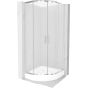 Mexen Rio půlkruhový sprchový kout 70 x 70 cm, Vzor jinovatky, Chromovaná + sprchová vanička Rio, Bílá - 863-070-070-01-30-4710