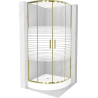 Mexen Rio půlkruhový sprchový kout 80 x 80 cm, Pruhy, Zlatá + sprchová vanička Rio, Bílá - 863-080-080-50-20-4710