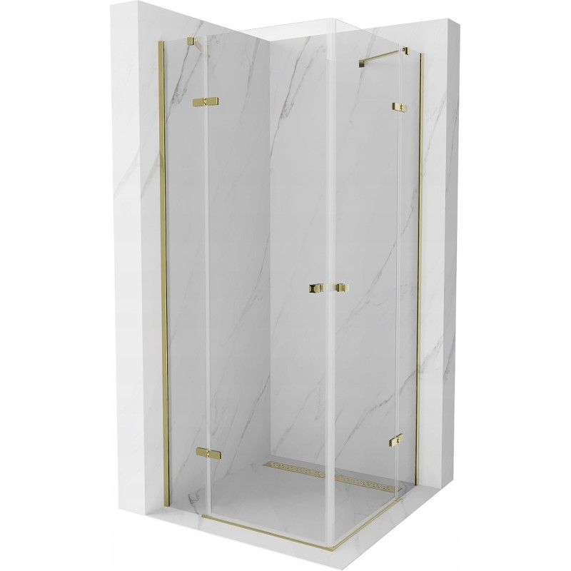Mexen Roma Duo sprchový kout s otočnými dveřmi 70 x 70 cm, Průhledné, Zlatá - 854-070-070-50-00-02