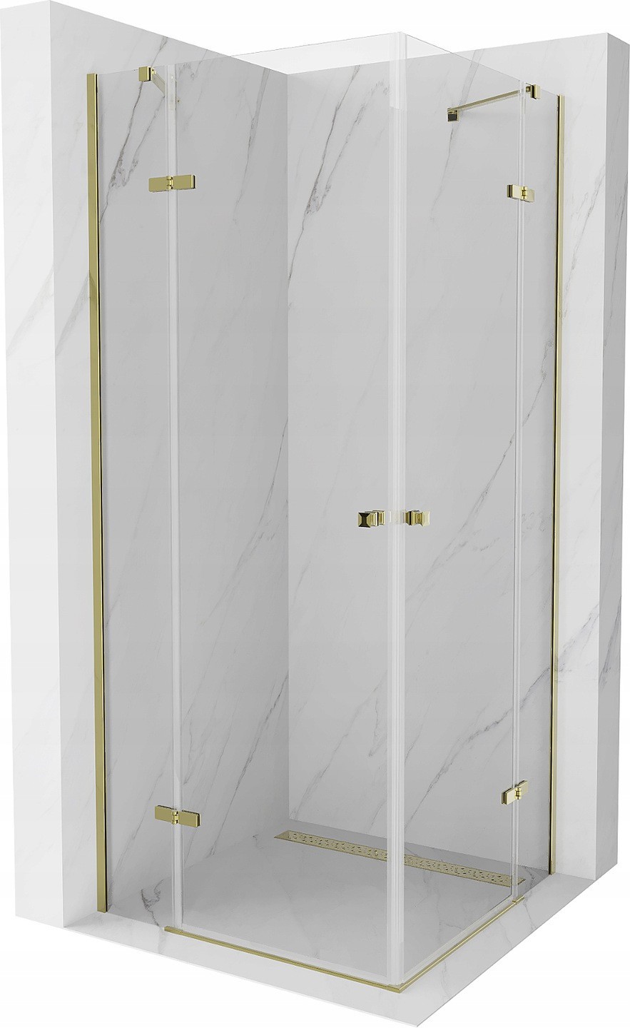 Mexen Roma Duo sprchový kout s otočnými dveřmi 100 x 100 cm, Průhledné, Zlatá - 854-100-100-50-00-02